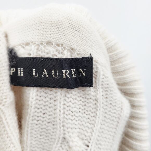 Vintage Ralph Lauren Black Label Cashmere Cream Cable Knit Sweater Women's Sz S - Picture 7 of 10